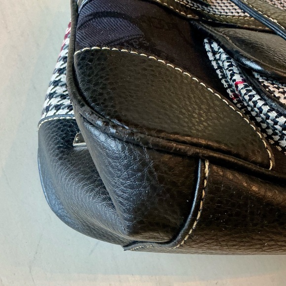 Equestrian Houndstooth Satchel Horsebit Print Black Faux Leather Chaps Handbag - Picture 13 of 14